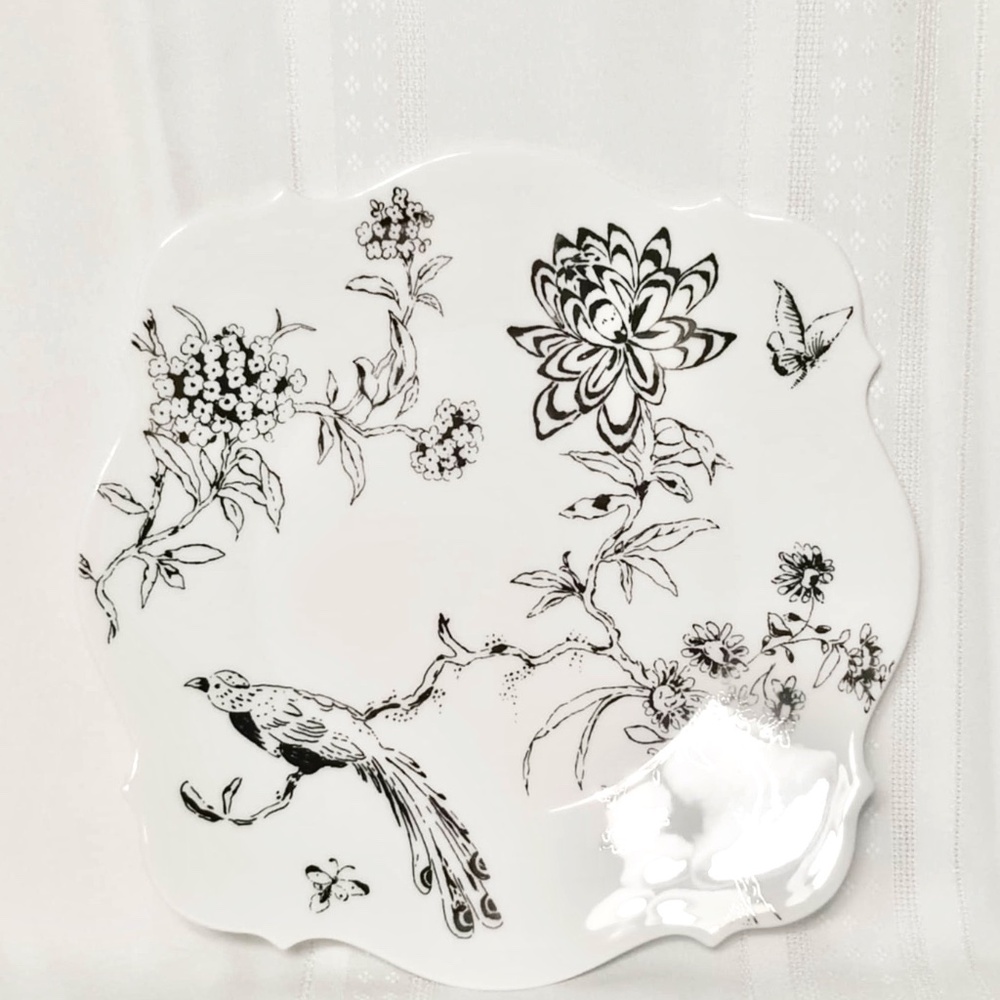 NEW Wedgwood Jasper Conran Chinoiserie Platinum Baroque Square Plate BONE CHINA